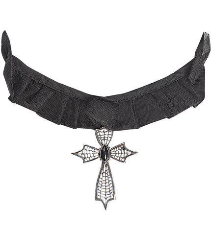 Widmann SRL Choker ketting kruis met zwarte gemsteen