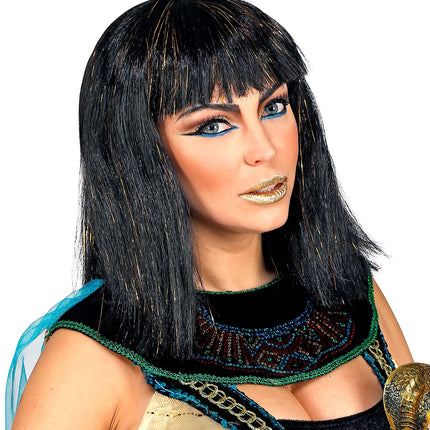 Widmann SRL Cleopatra pruik met klatergoud