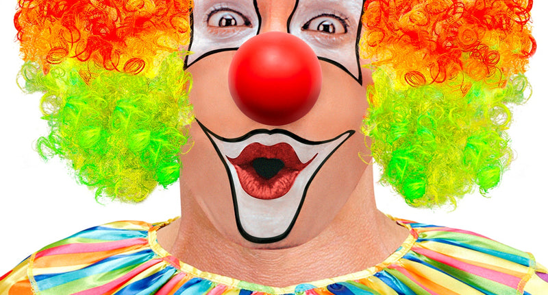 Widmann SRL Clown pruik kaal hoofd kleurrijk