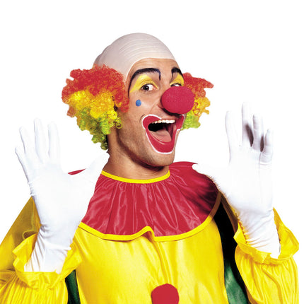 Widmann SRL Clown pruik kaal hoofd kleurrijk