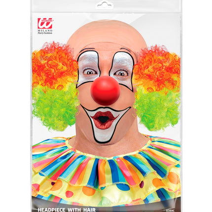 Widmann SRL Clown pruik kaal hoofd kleurrijk