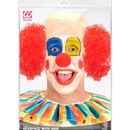 Widmann SRL Clown pruik kaal met krul en rode neus
