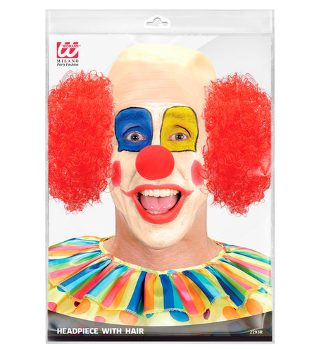 Widmann SRL Clown pruik kaal met krul en rode neus