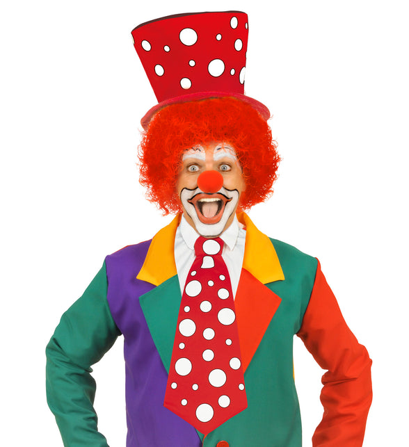 Widmann SRL Clown stropdas rood met witte bollen