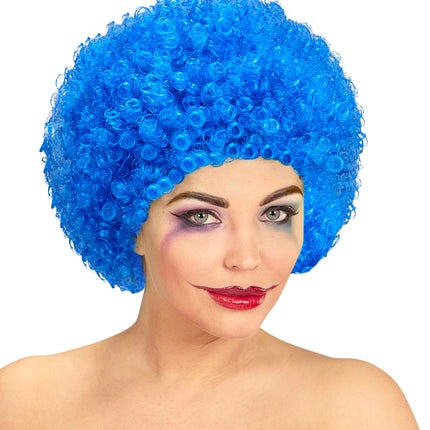 Widmann SRL Clownspruik krulletjes blauw