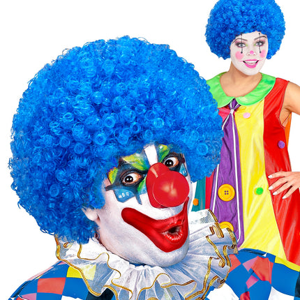 Widmann SRL Clownspruik krulletjes blauw