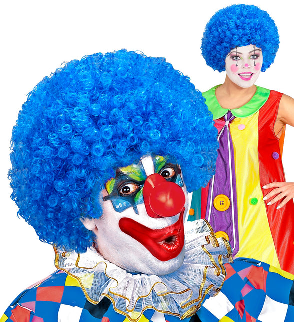 Widmann SRL Clownspruik krulletjes blauw