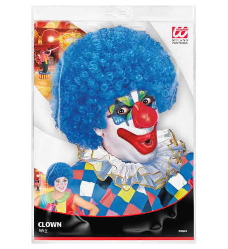 Widmann SRL Clownspruik krulletjes blauw