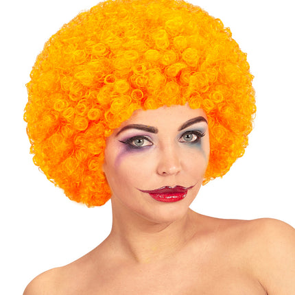 Widmann SRL Clownspruik krulletjes oranje