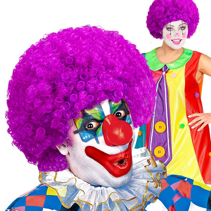 Widmann SRL Clownspruik krulletjes paars