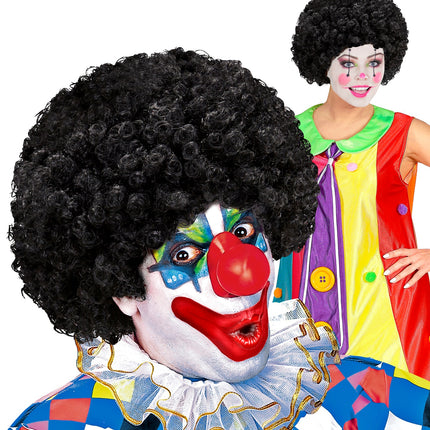 Widmann SRL Clownspruik krulletjes zwart