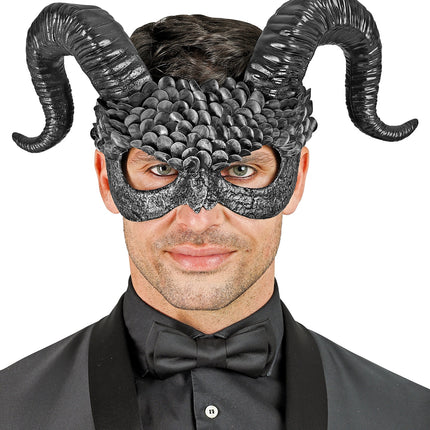 Widmann SRL Commedia dell'arte duivelsmasker ram zwart/ grijs