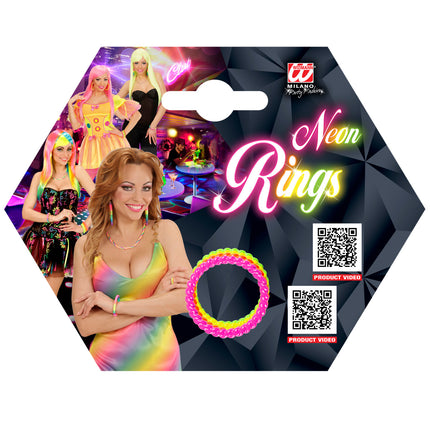 Widmann SRL Coole neon ringen set in vier kleuren