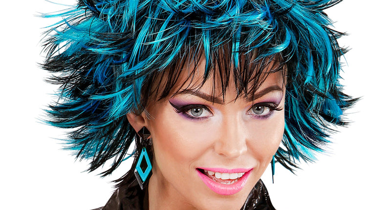 Widmann SRL Coupe ravage pruik zwart met blauw