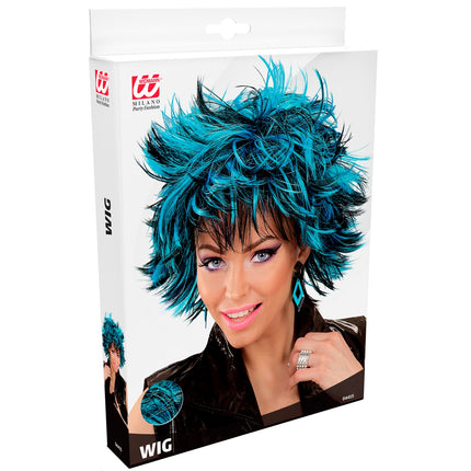 Widmann SRL Coupe ravage pruik zwart met blauw