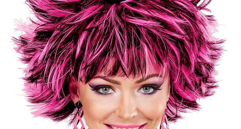 Widmann SRL Coupe ravage pruik zwart met roze