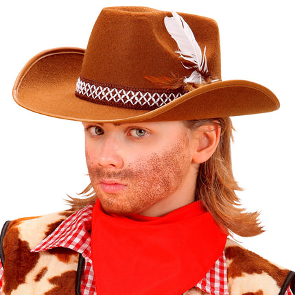 Widmann SRL Cowboyhoed Bruin Met Veren Kind