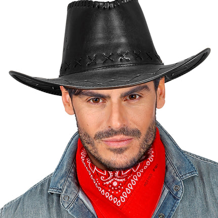 Widmann SRL cowboyhoed lederlook met decoratie zwart