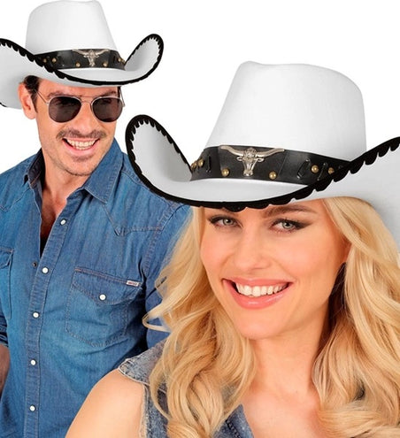 Widmann SRL Cowboyhoed met stier, wit vilt kostuum Liv