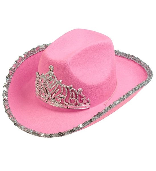 Widmann SRL Cowboyhoed partygirl met tiara roze haarband Siem