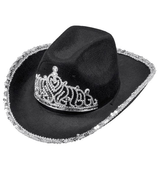 Widmann SRL Cowboyhoed partygirl met tiara zwart haarband Esmee