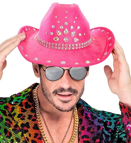 Widmann SRL Cowboyhoed roze met diamanten Daan