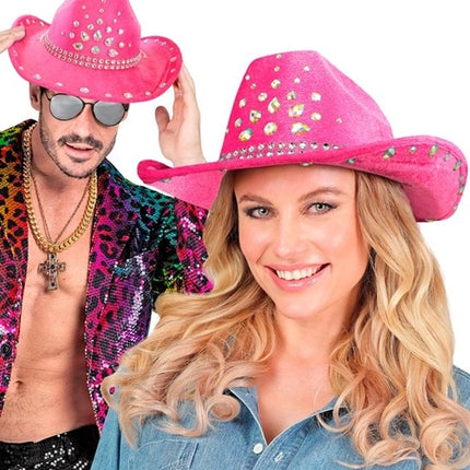 Widmann SRL Cowboyhoed roze met diamanten Daan