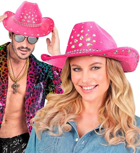 Widmann SRL Cowboyhoed roze met diamanten Daan
