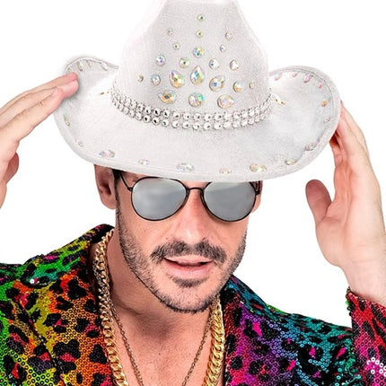 Widmann SRL Cowboyhoed wit met diamanten Nora