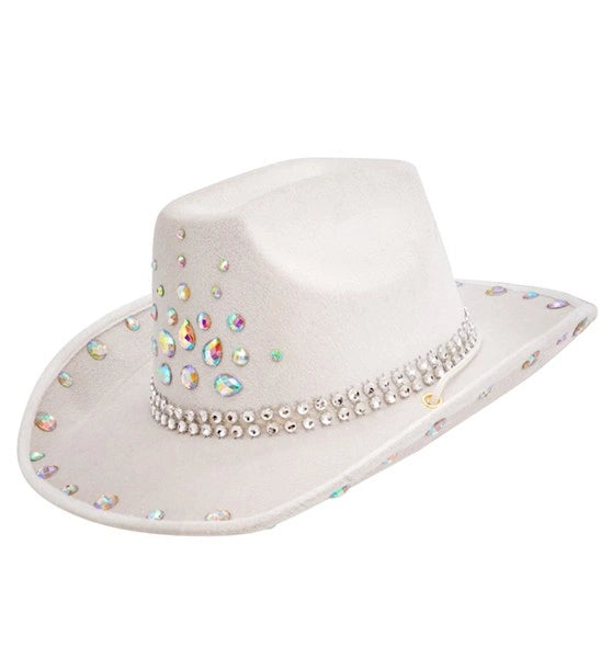 Widmann SRL Cowboyhoed wit met diamanten Nora