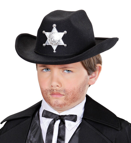 Widmann SRL cowboyhoed zwart met sheriff ster kind
