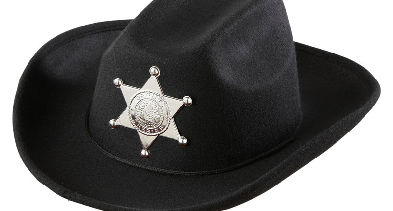 Widmann SRL cowboyhoed zwart met sheriff ster kind