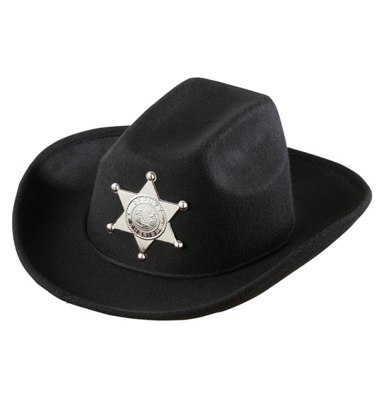 Widmann SRL cowboyhoed zwart met sheriff ster kind
