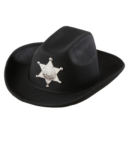 Widmann SRL cowboyhoed zwart met sheriff ster kind