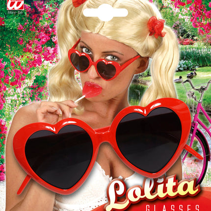 Widmann SRL Cupido bril hartjes rood zwart