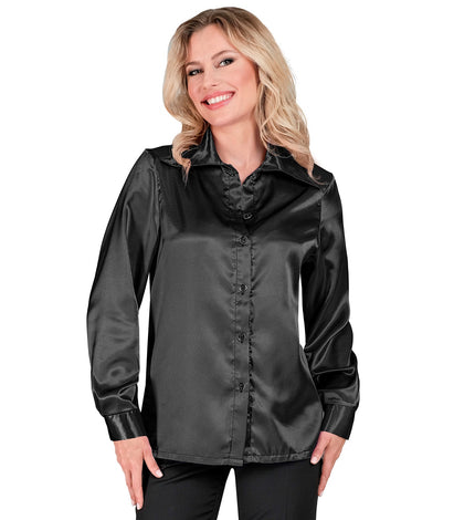 Widmann SRL Dames jaren 70 disco blouse zwart