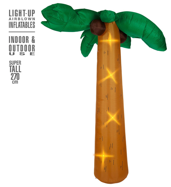 Widmann SRL Decoratie palmboom met licht opblaasbaar