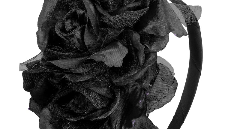 Widmann SRL Diadeem  day of death met 3 rozen zwart glitter