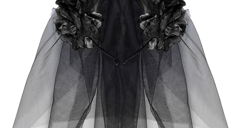 Widmann SRL Diadeem  day of death met 6 rozen  schedel en sluier zwart