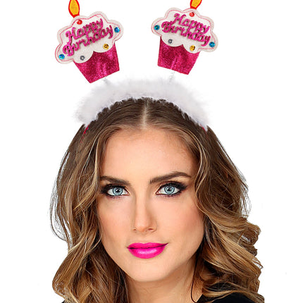 Widmann SRL Diadeem happy cake roze/ wit
