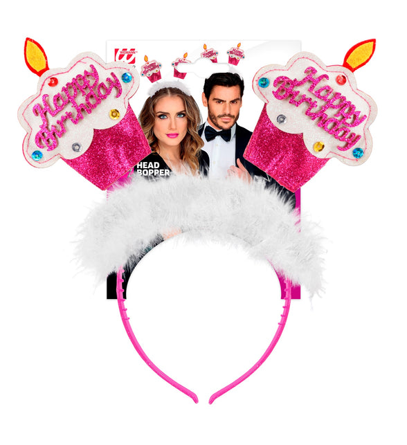 Widmann SRL Diadeem happy cake roze/ wit