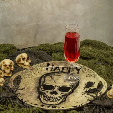Widmann SRL Dienblad happy halloween schedel met handvaten 30 cm
