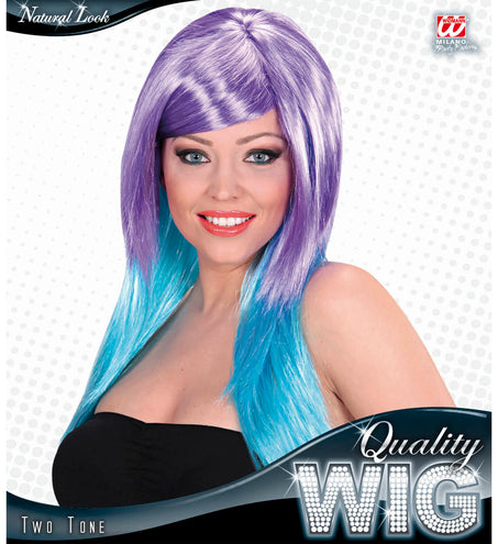 Widmann SRL Dip dye pruik paars blauw
