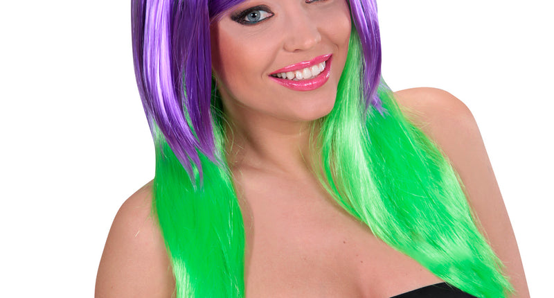 Widmann SRL Dip dye pruik paars groen