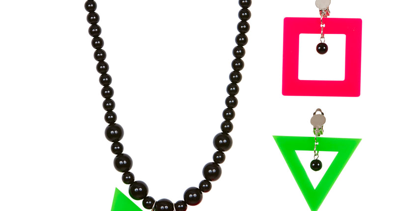 Widmann SRL Disco ketting met oorbellen neon