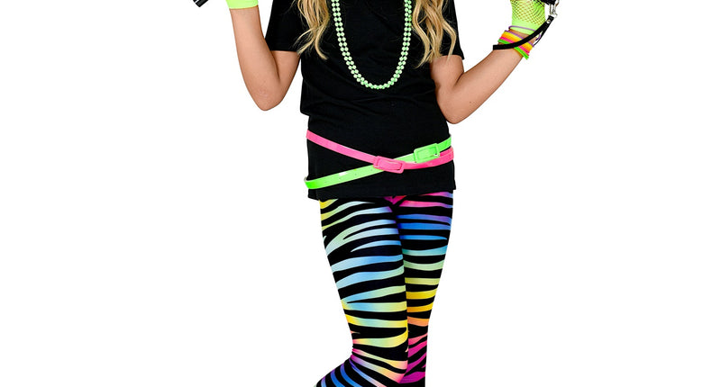 Widmann SRL Disco legging neon dierenprint jaren 80 kinderen