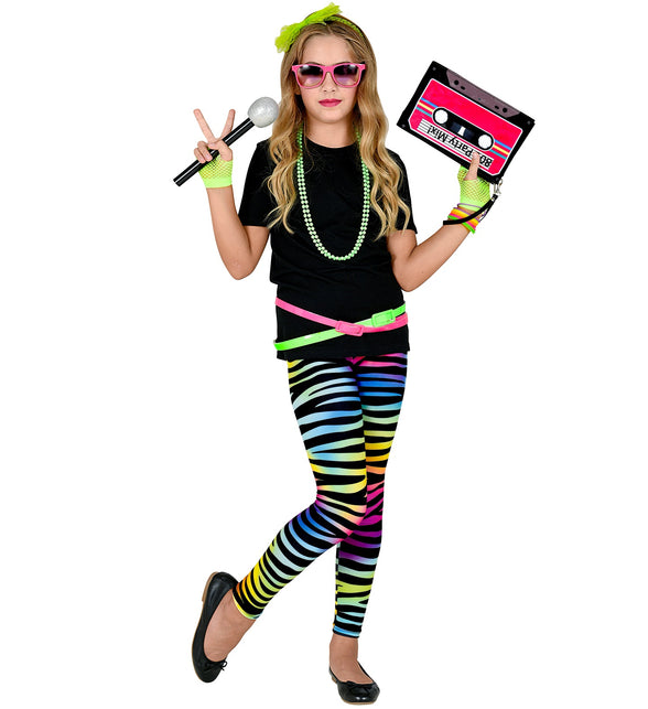 Widmann SRL Disco legging neon dierenprint jaren 80 kinderen