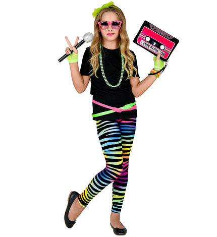 Widmann SRL Disco legging neon dierenprint jaren 80 kinderen