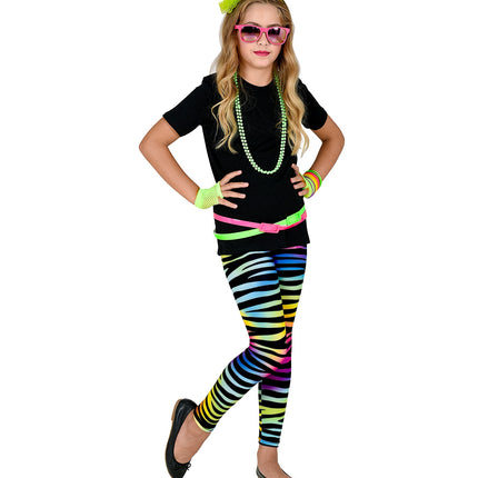 Widmann SRL Disco legging neon dierenprint jaren 80 kinderen