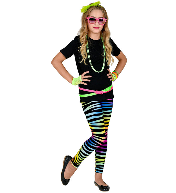 Widmann SRL Disco legging neon dierenprint jaren 80 kinderen